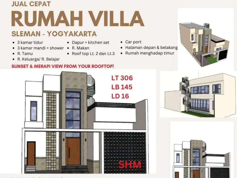 Rumah konsep villa modern murah di sleman