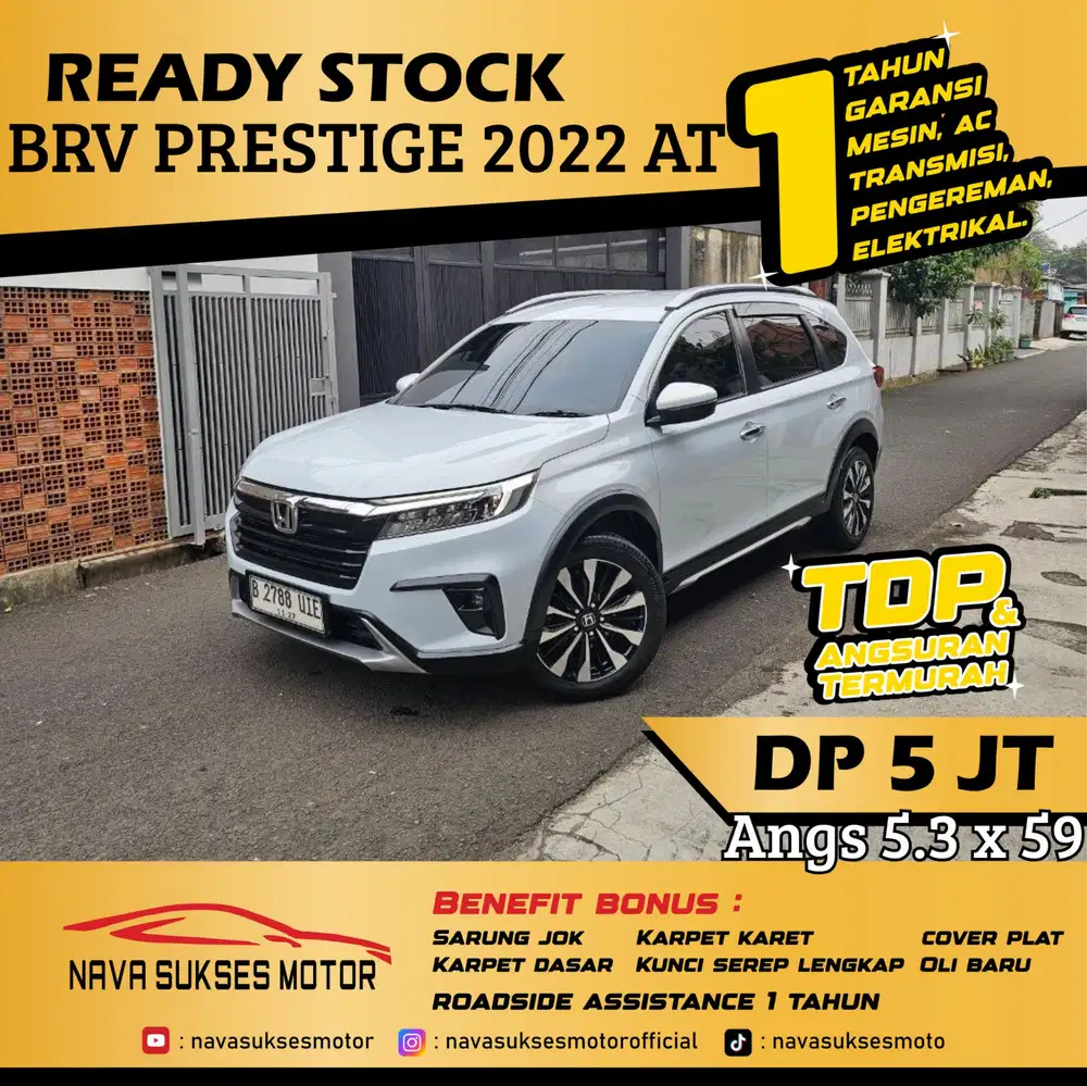 TDP 5Jt Angs Termurah New BRV Prestige 2022 Matic Putih Low Km LikeNew