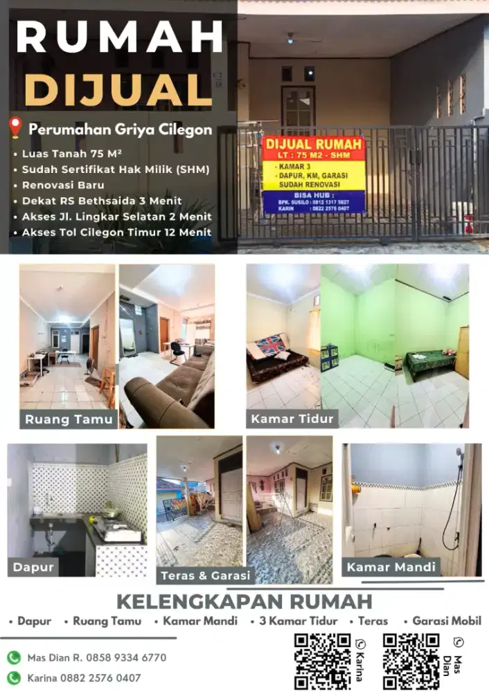 Rumah Dijual /Di Kontrakan Perumahan Griya Cilegon Blok C2 No.18
