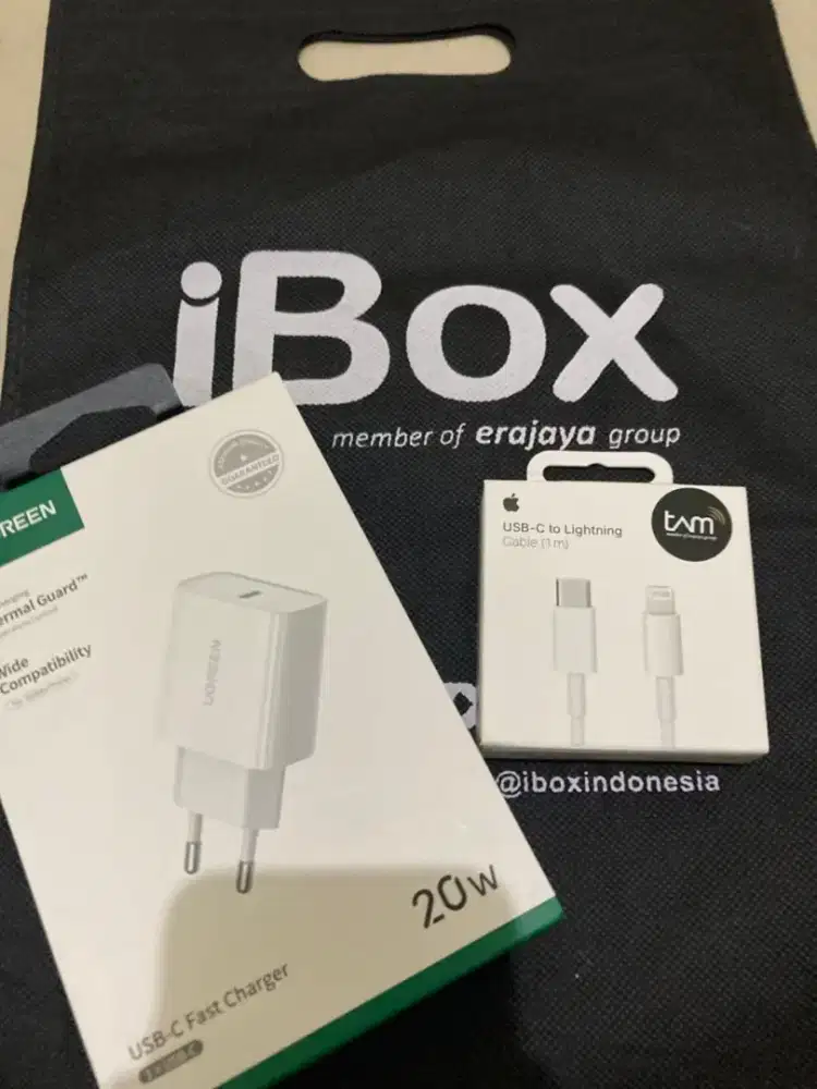 Charger iPhone ugreen+ kabel tam ORI iBox baru segel