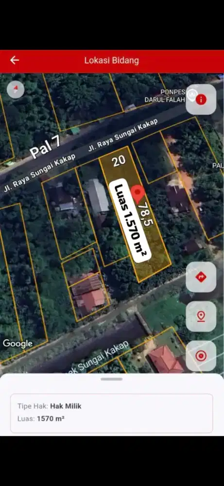 Tanah pinggir jalan raya kakap pal 7 pontianak
