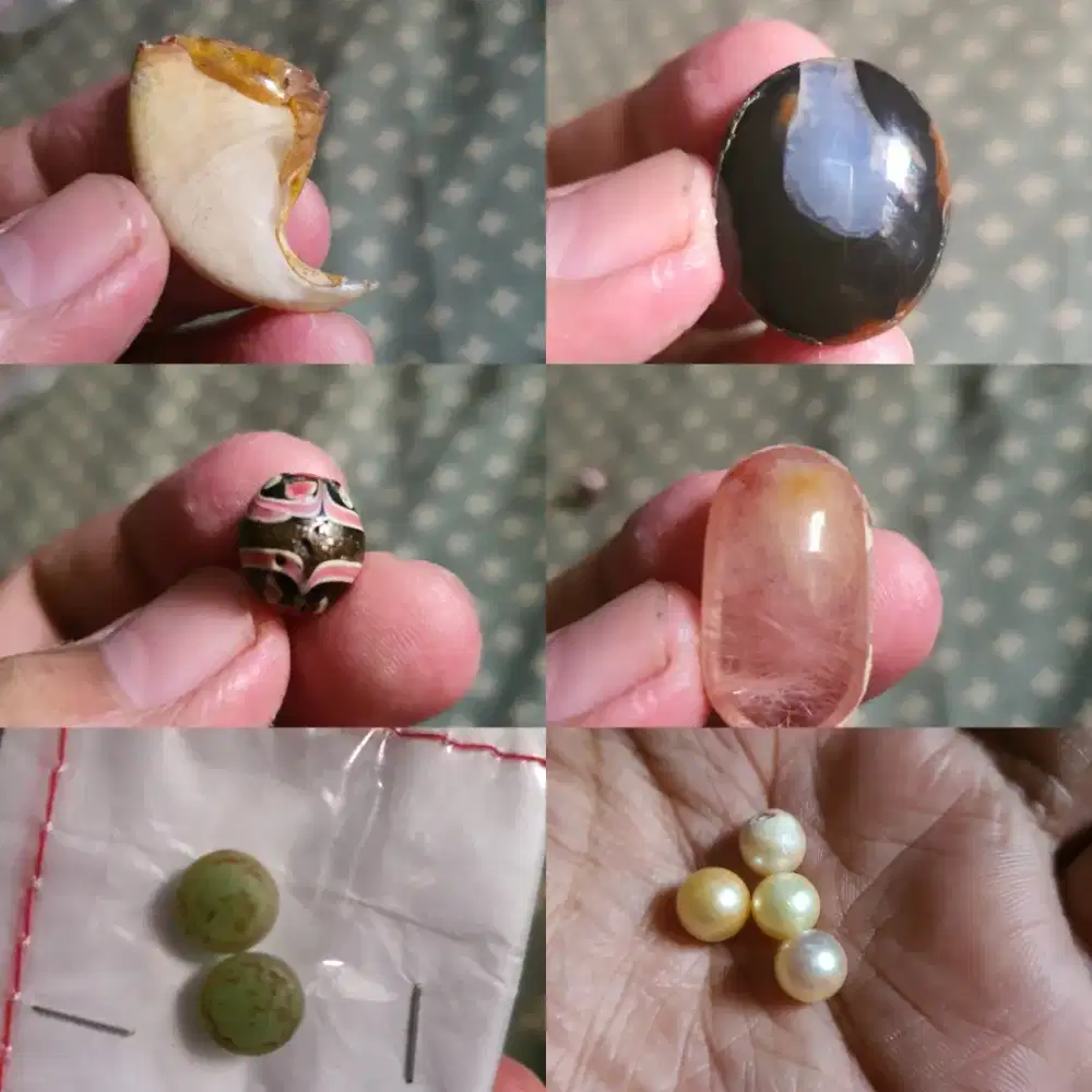 Borongan Batu Natural Mutiara Taring/Kuku Koleksi Unik