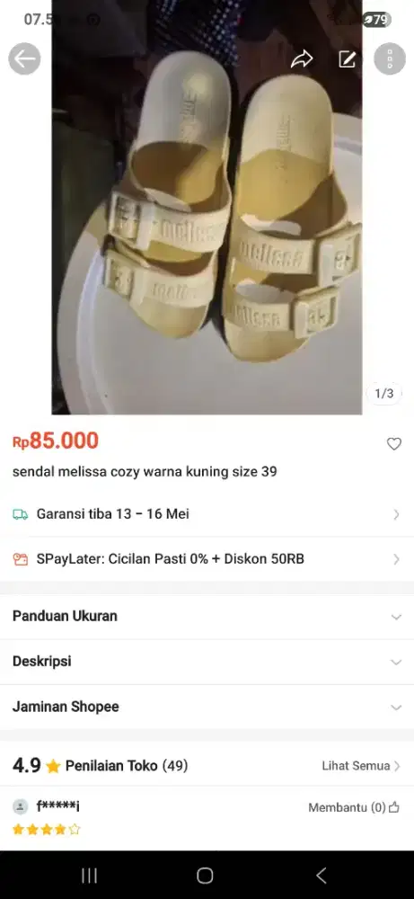 Melissa cozy kuning size 39
