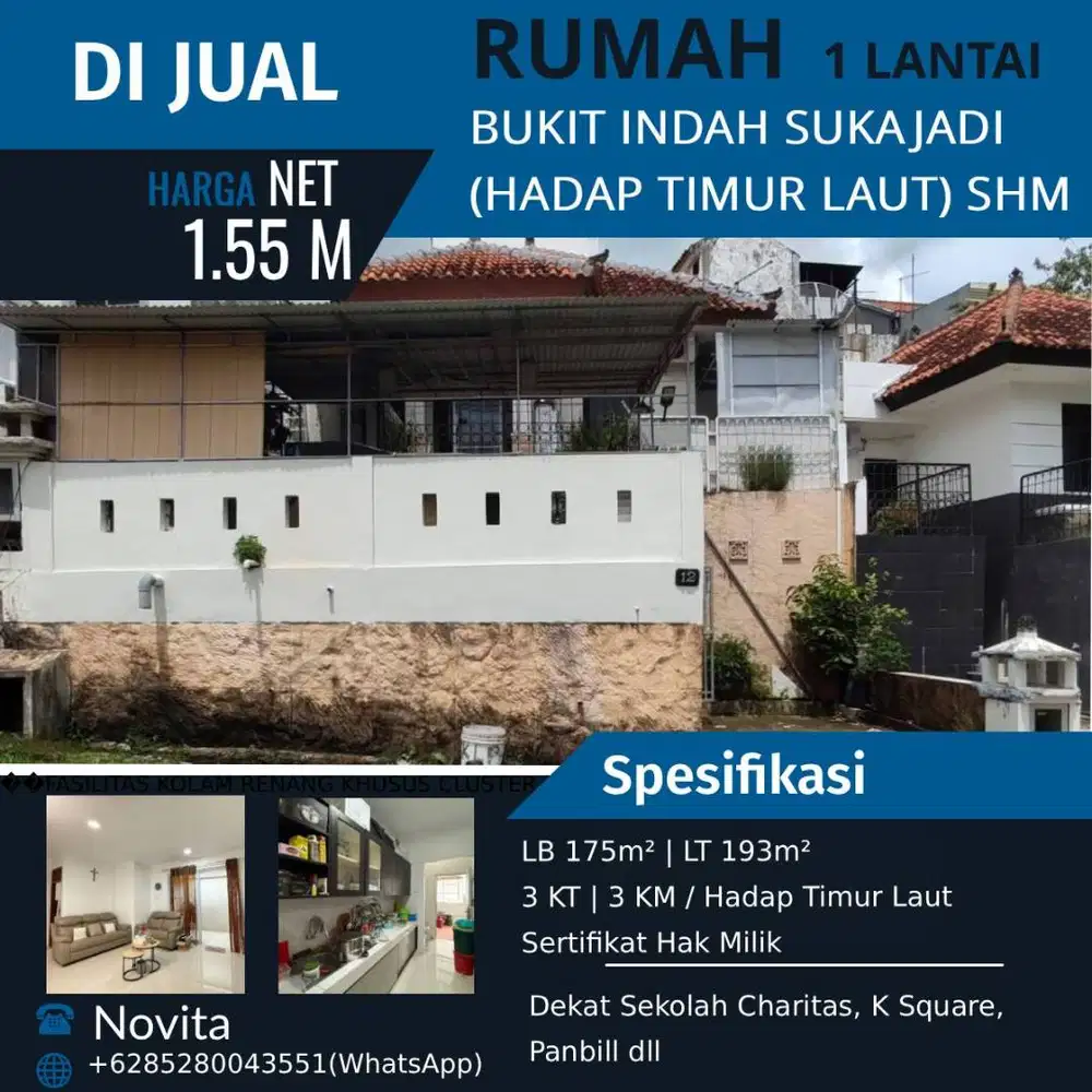 Rumah 1Lantai Siap Huni di BUKIT Indah Sukajadi
