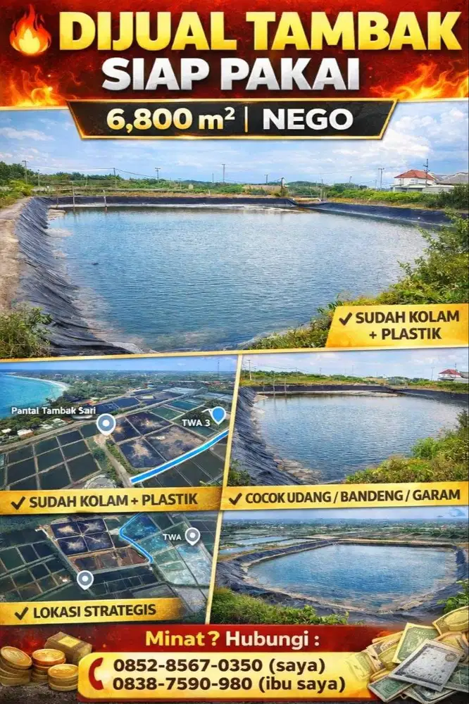 DIJUAL CEPAT TAMBAK SIAP PAKAI