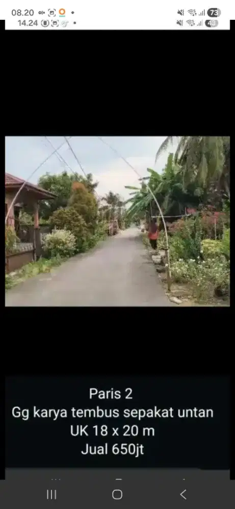 Tanah paris 2 tembus sepakat 2 untan cocok bangun kos