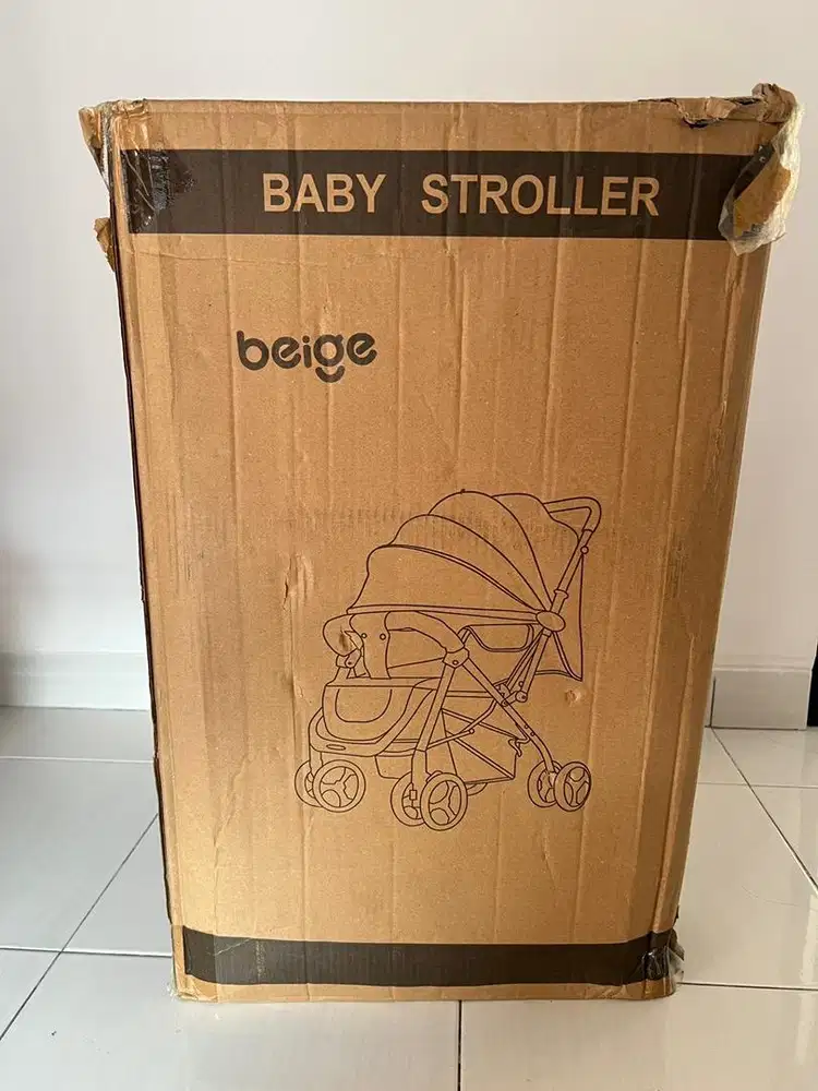 Beige Baby Stroller