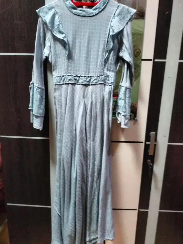 Baju gamis wanita biru muda