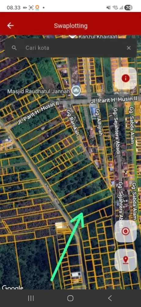 Tanah pinggir jalan parit cahaya baru serdam ukuran 25 x 100