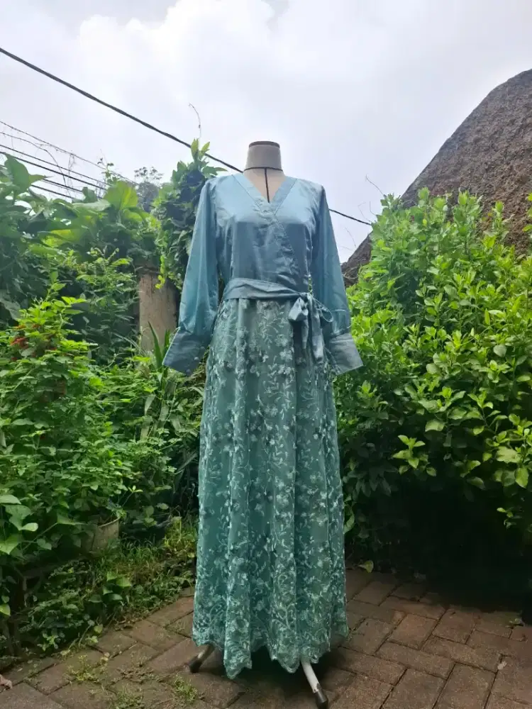 Mint Wrap Satin Gown