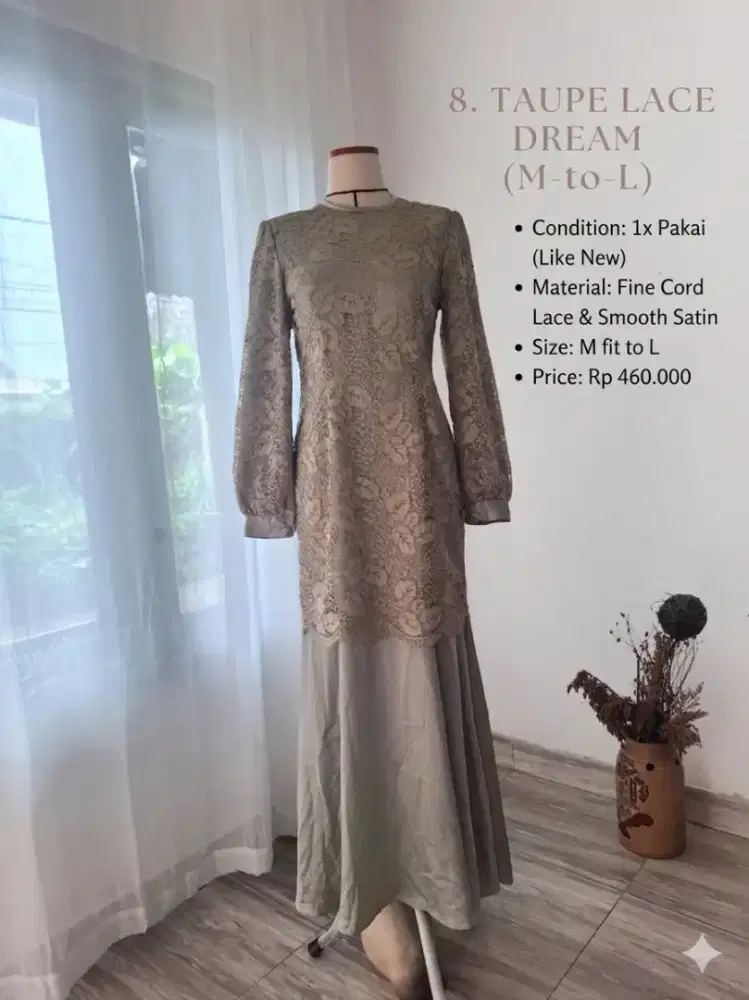 Taupe Lace Mermaid Gown