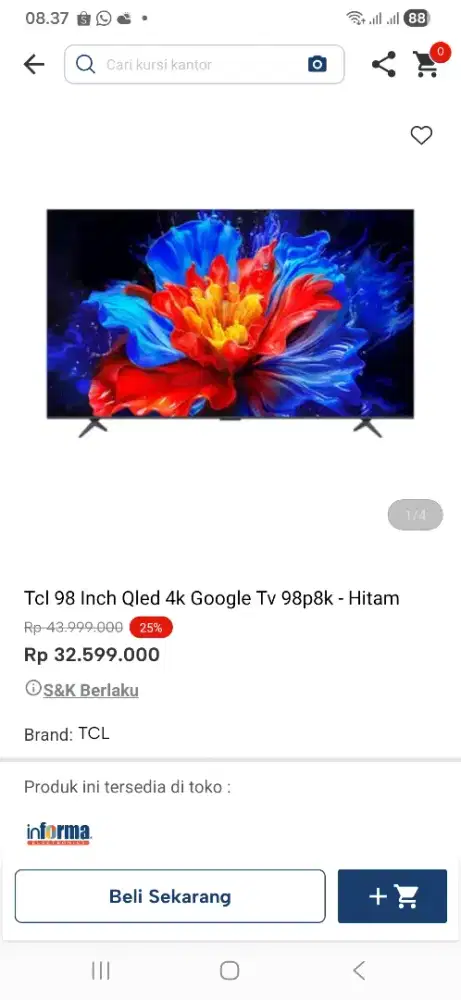 Tcl 98 inci qled 4k google tv98p8k
