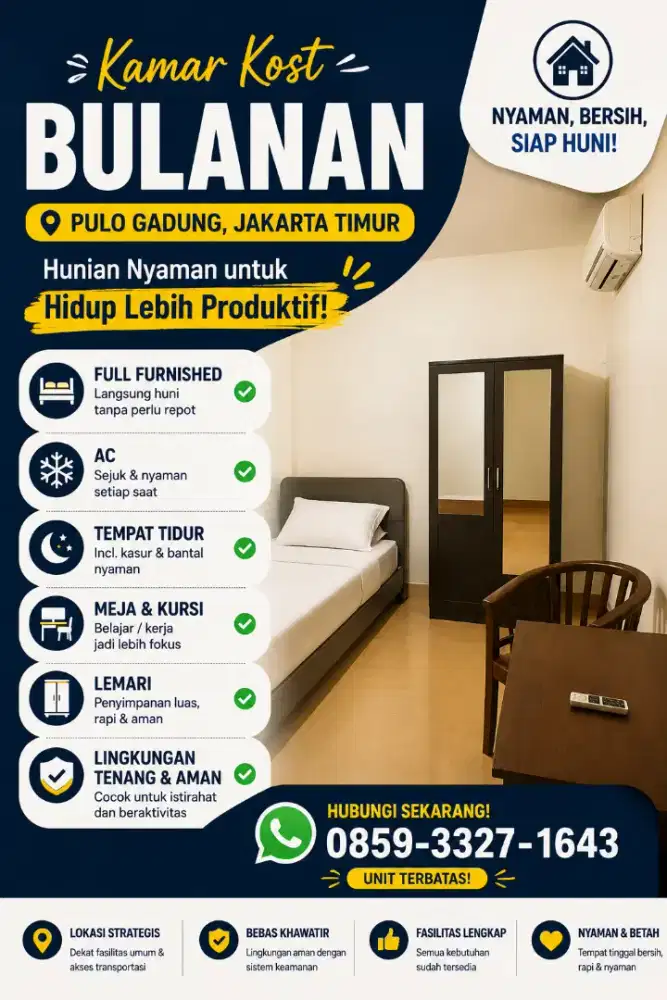 Kost terbaik di Rawamangun, Pulogadung