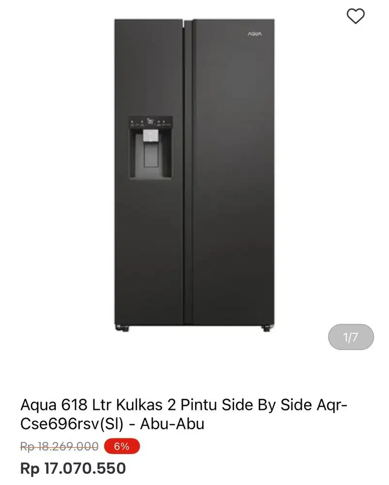 KULKAS SBS AQUA ICE MAKER 618liter