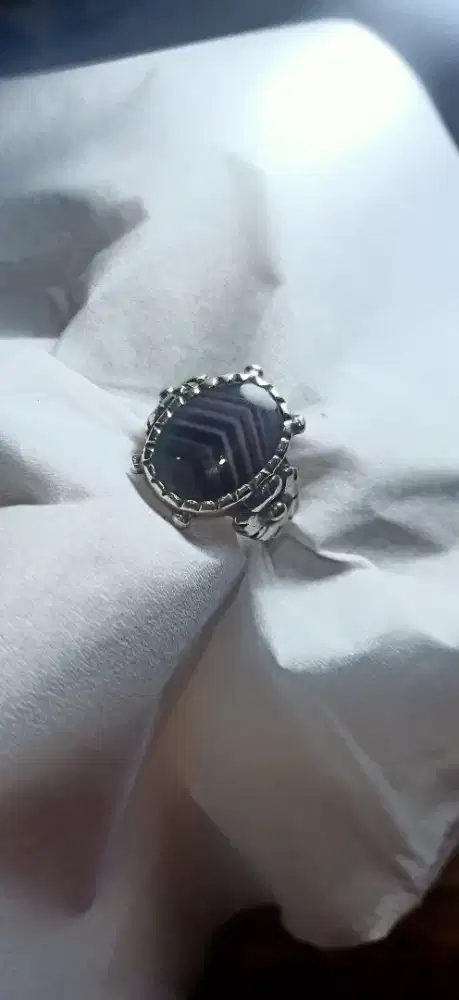 Cincin perak antik batu junjung drajat kristal