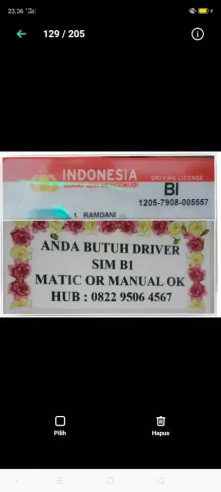 Modal SIM b1 cari kerja driver pribadi or frelance