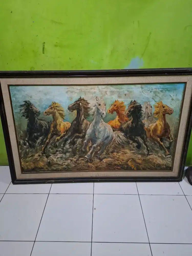 Jual borongan 3 lukisan antik ukuran besar