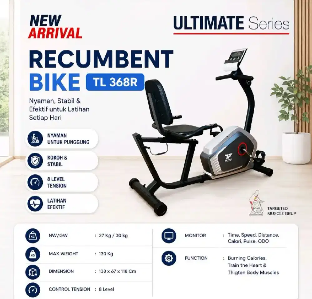 Sepeda Statis Terapi Recumbent Bike TL-368R