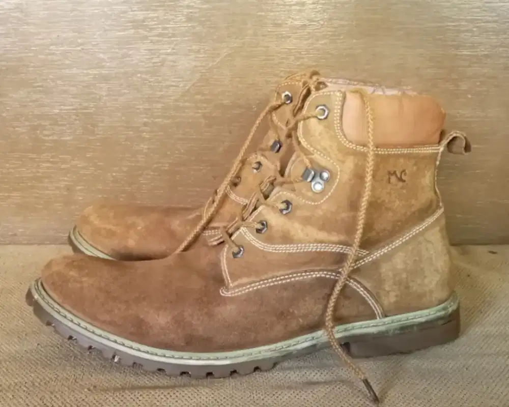 Sepatu boots kulit coklat desert tan Mirko Ciccioli size 42