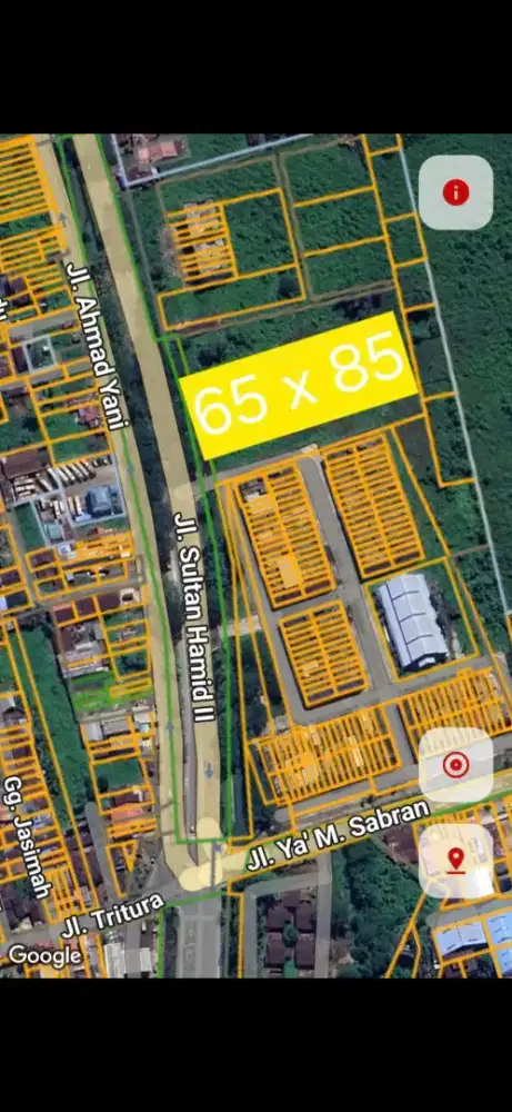 Tanah tepi jalan sultan hamid ukuran 65 x 85