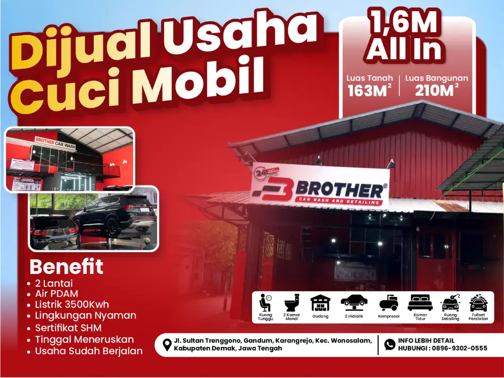 Dijual Cepat Usaha Cuci Mobil Aktif di Demak Fullset Siap Lanjut Jalan
