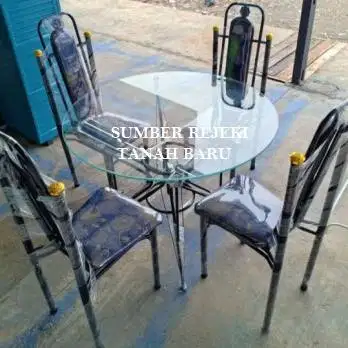 MEJA MAKAN BESI KACA BULAT