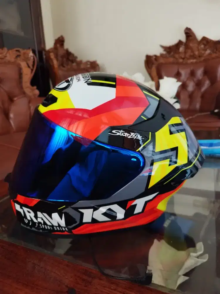 Helm KYT TT Course Flux Jaume Masia Full Set + Visor Iridium Blue