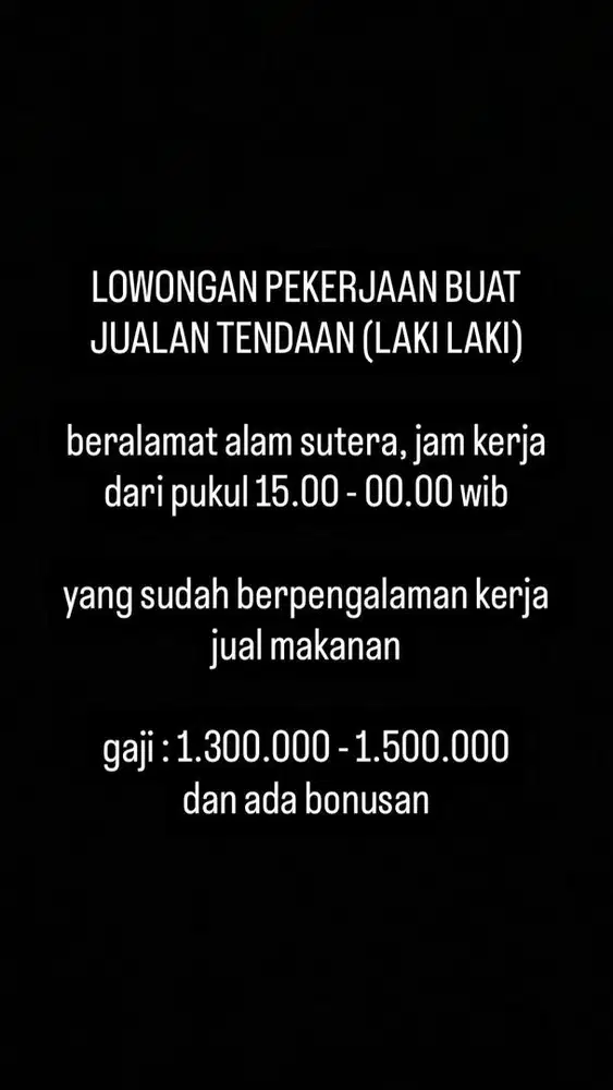 lowongan kerja buat jualan tendaan