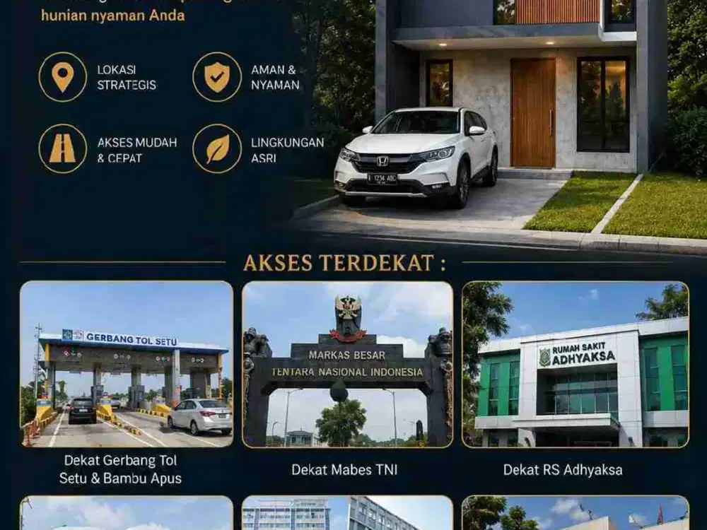 RUMAH CLUSTER MINIMALIS MODERN
Setu, Cipayung – Jakarta Timur