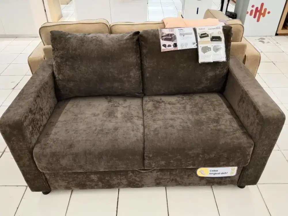 CEPAT HABIS! PROMO SOFA 2 SEATER DENGAN STORAGE- BROWN