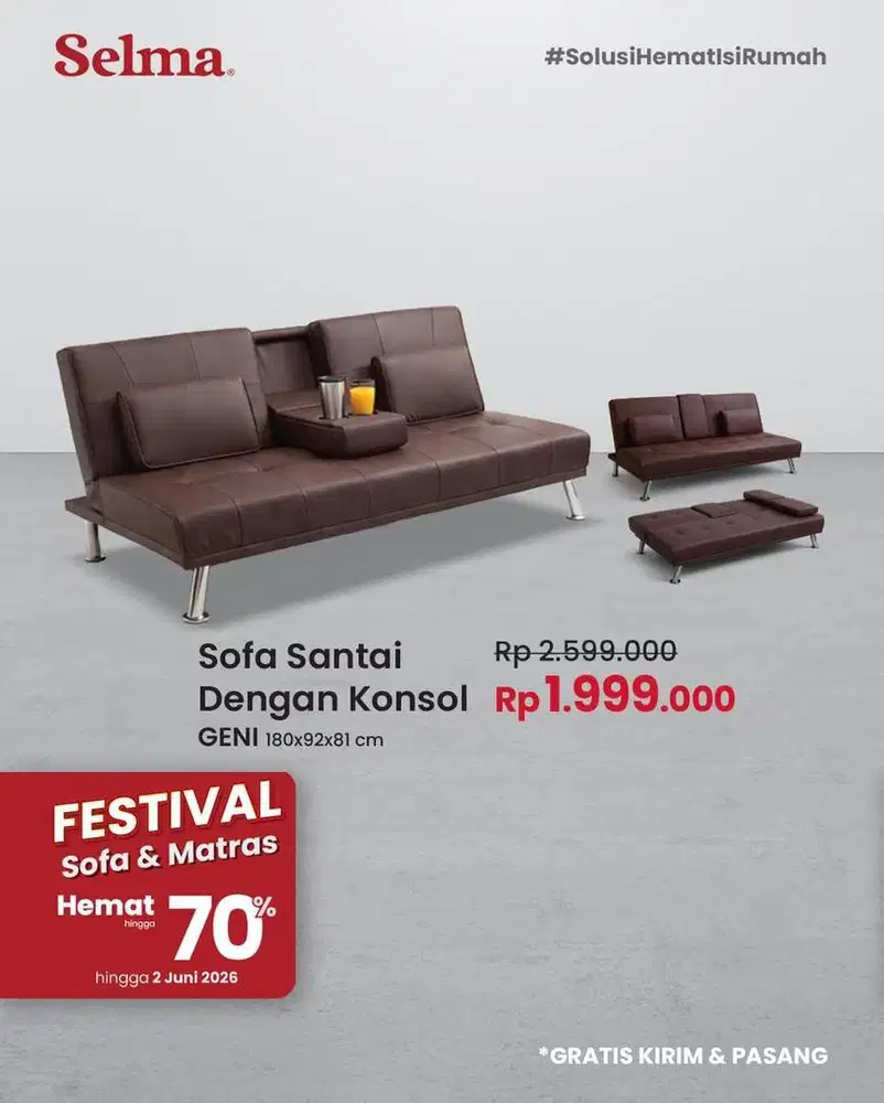 SOFA BED MINIMALIS KULIT SINTETIS