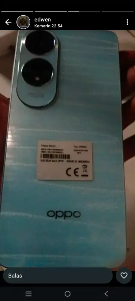 jual oppo a60 pemakaian 2bulan fullset