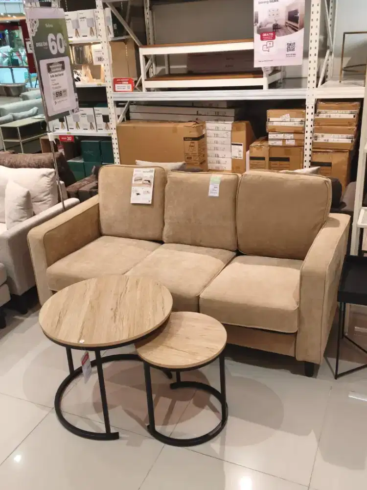 Sofa 3 Seater Coklat Storage Murah