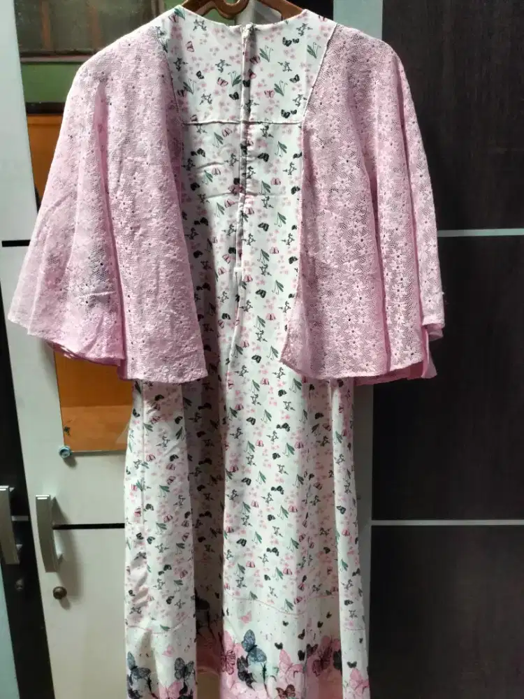 Baju gaun anak perempuan pink putih bunga