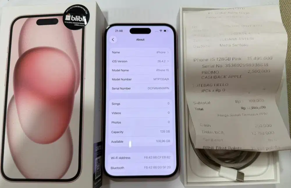 IPHONE 15 PINK 128GB