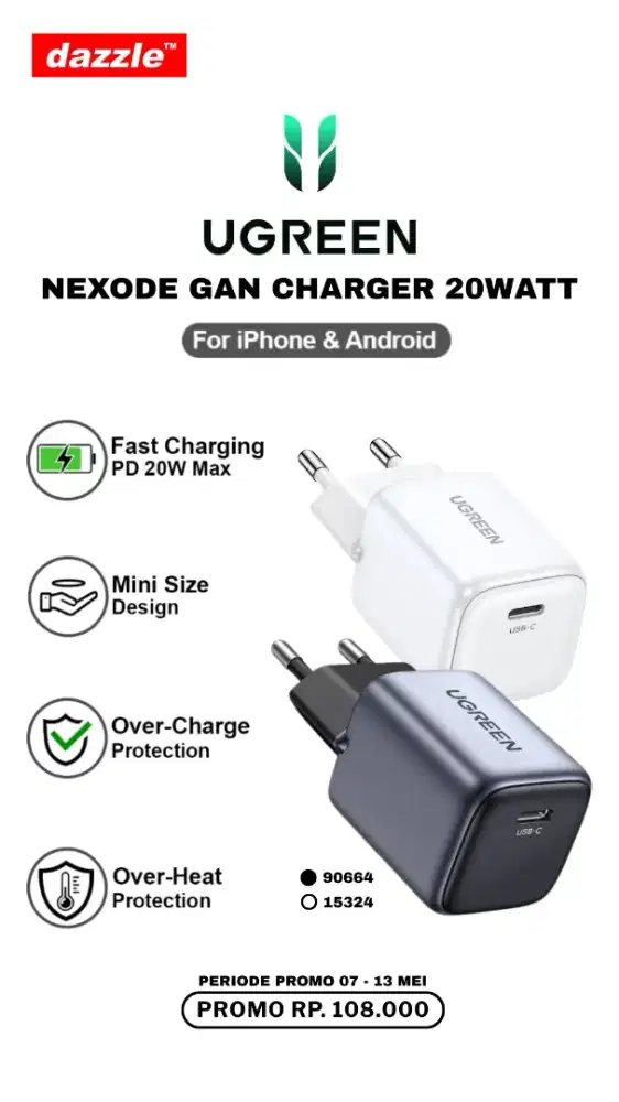 UGREEN GAN NEXODE 20W TYPE C CHARGER