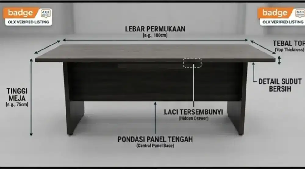 Meja Kerja Minimalis Grey Premium – Kondisi Mulus