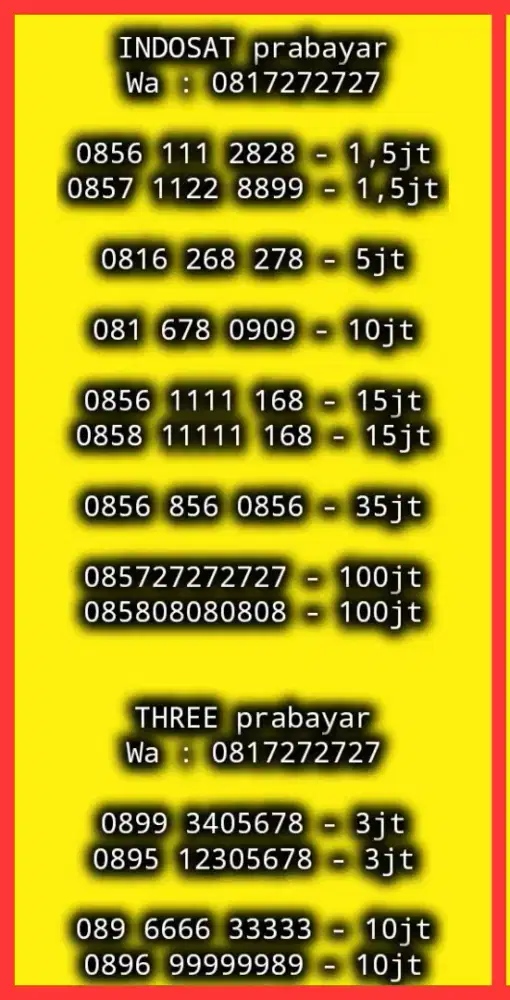 NOMOR CANTIK INDOSAT PRABAYAR