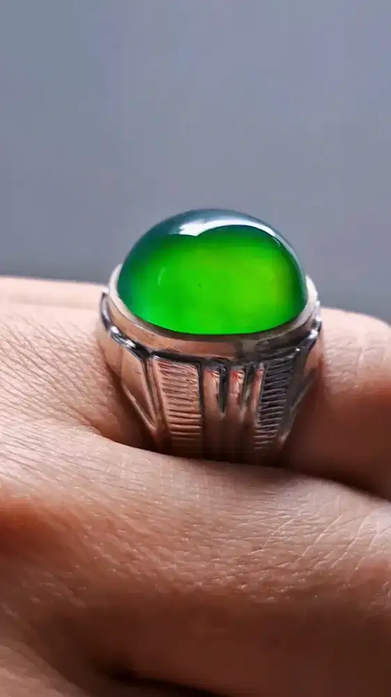 Natural Bacan Doko Coklat, Dim 19x16x10mm, Ring Perak Handmade Size 18