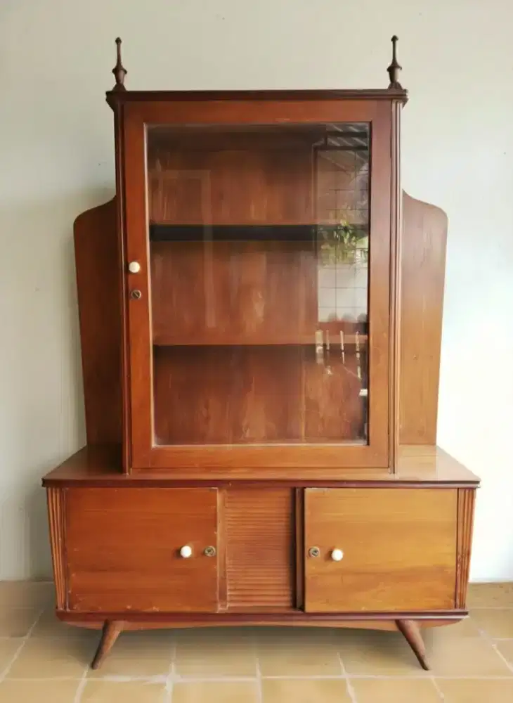 Lemari bufet prongkas art deco lawas kayu jati