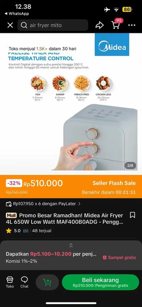 AIR FRAYER MERK MIDEA BARU ORI BERGARANSI