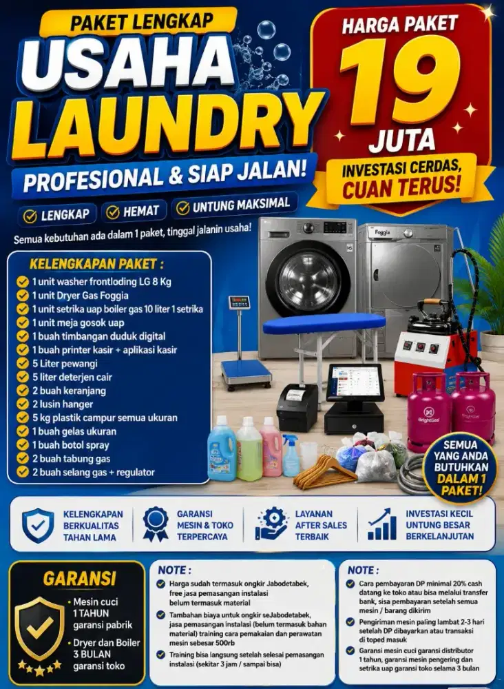 Paket Usaha Laundry ( Kiloan & Self Service ) Detail Paket Ada Di Foto