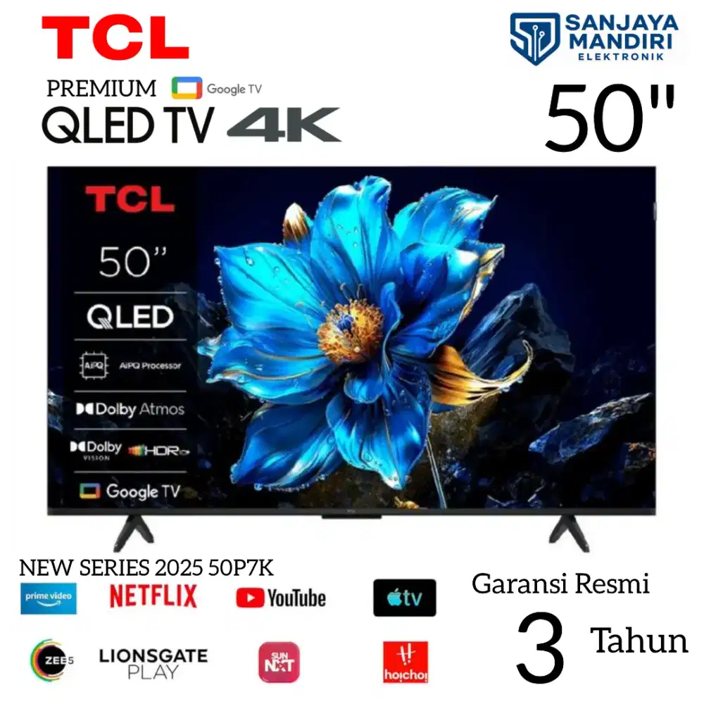 TCL QLED 4K UHD Smart Google TV 50 Inch - HVA PANEL SCREEN HDR 50P7K