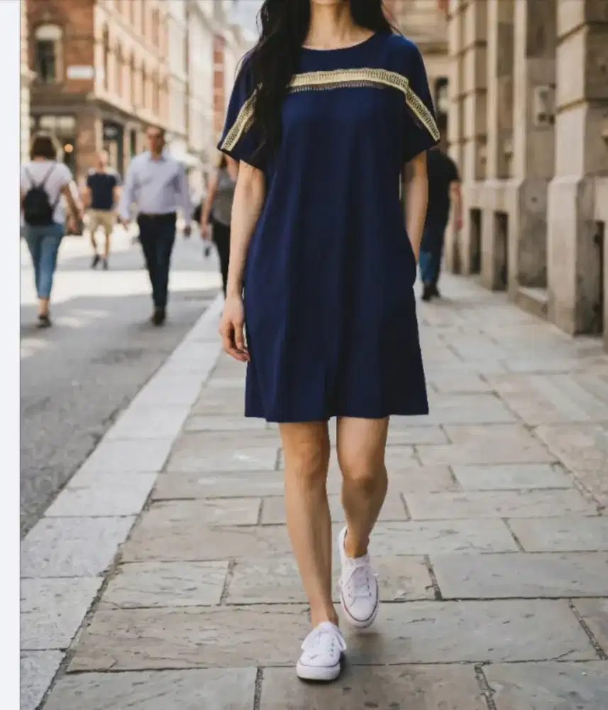 Dress navy bahan adem