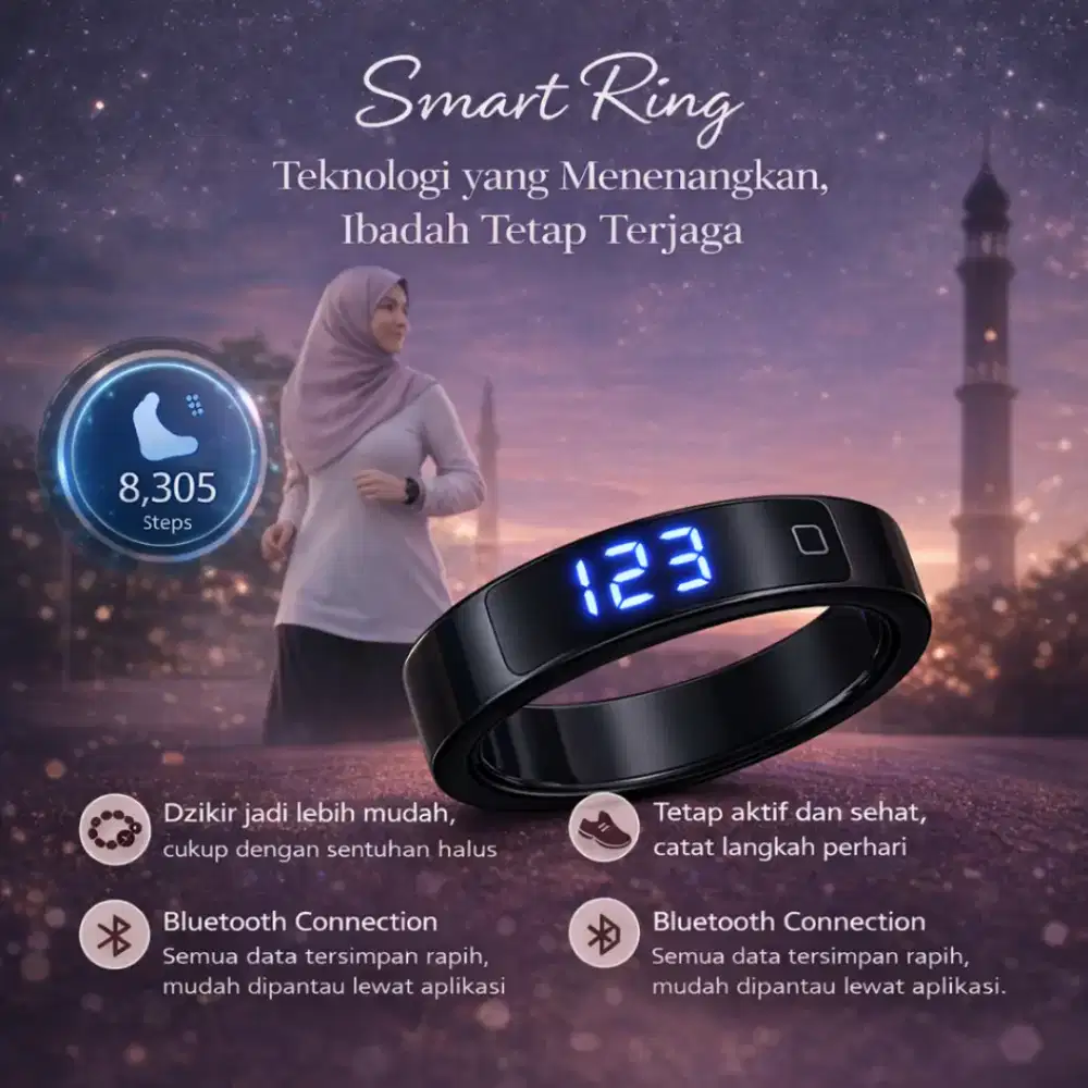 TASBINA - Smart Ring CINCIN DZIKIR LED Screen Display Tasbih.