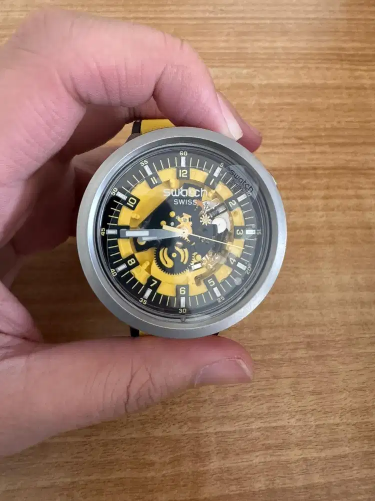 Swatch Big Bold Irony Skeleton Yellow Black Fullset Original