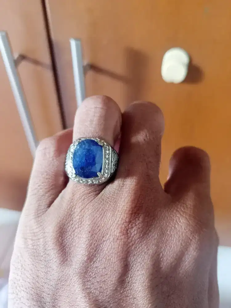 Batu Cincin Akik Permata Natural Blue Sapphire Murmer