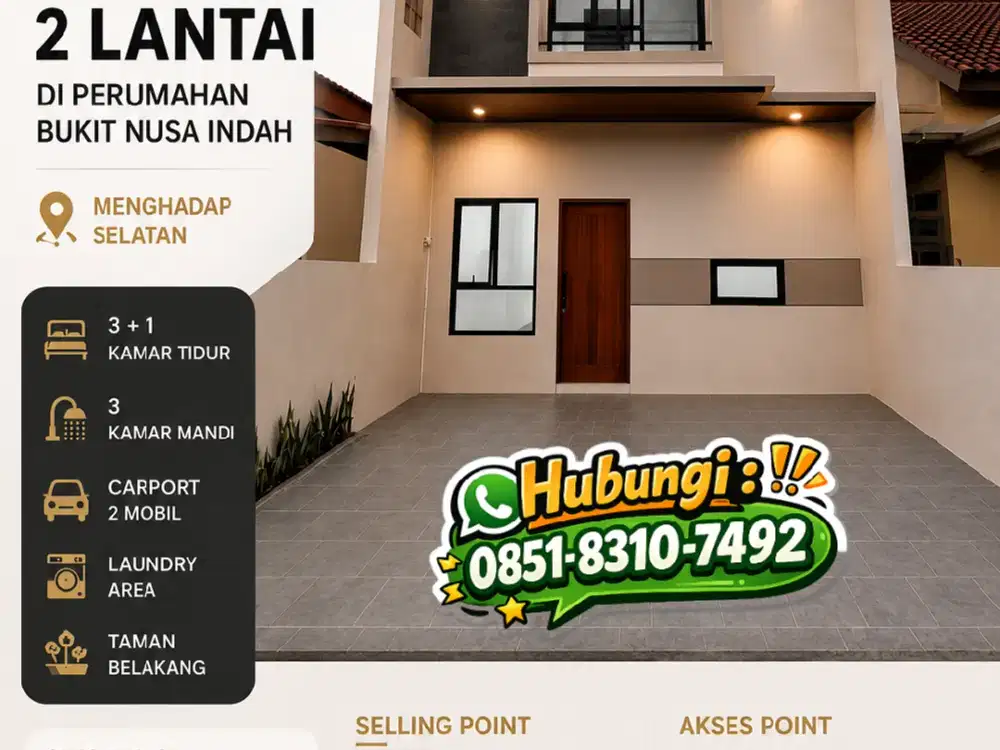 RUMAH 2 LANTAI SIAP HUNI DALAM PERUMAHAN BUKIT NUSA INDAH CIPUTAT