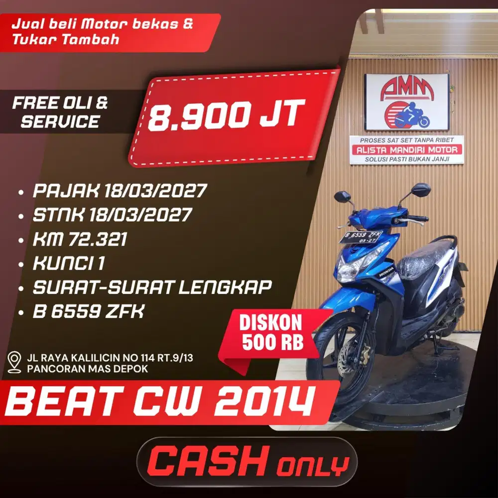BEAT CW 2014 PAJAK HIDUP CASH ONLY ALISTA