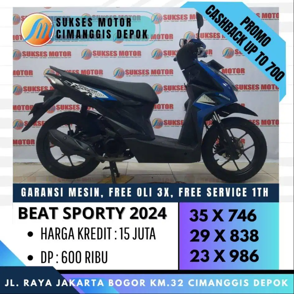 DP 600 BEAT SPORTY CBS 2024 KREDIT CICILAN RINGAN [SUKSES MOTOR]